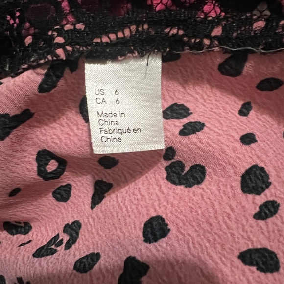 Divided Cheetah Tank Top lace trim, spaghetti strap size 6 pink - Picture 3 of 4